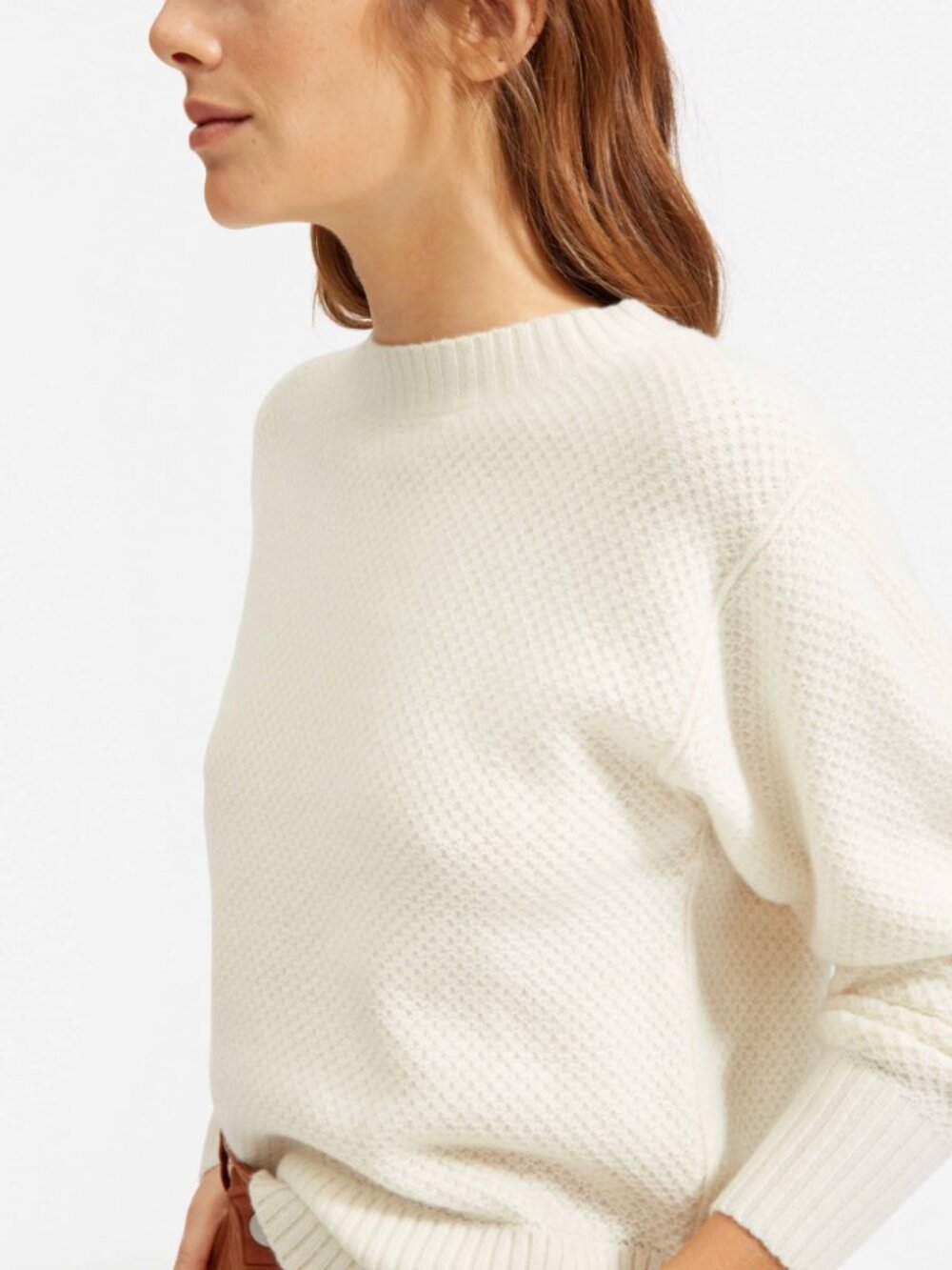 Everlane ReCashmere Sweater Stroopwafel Knit Crew Neck Women's Small Cream Bone